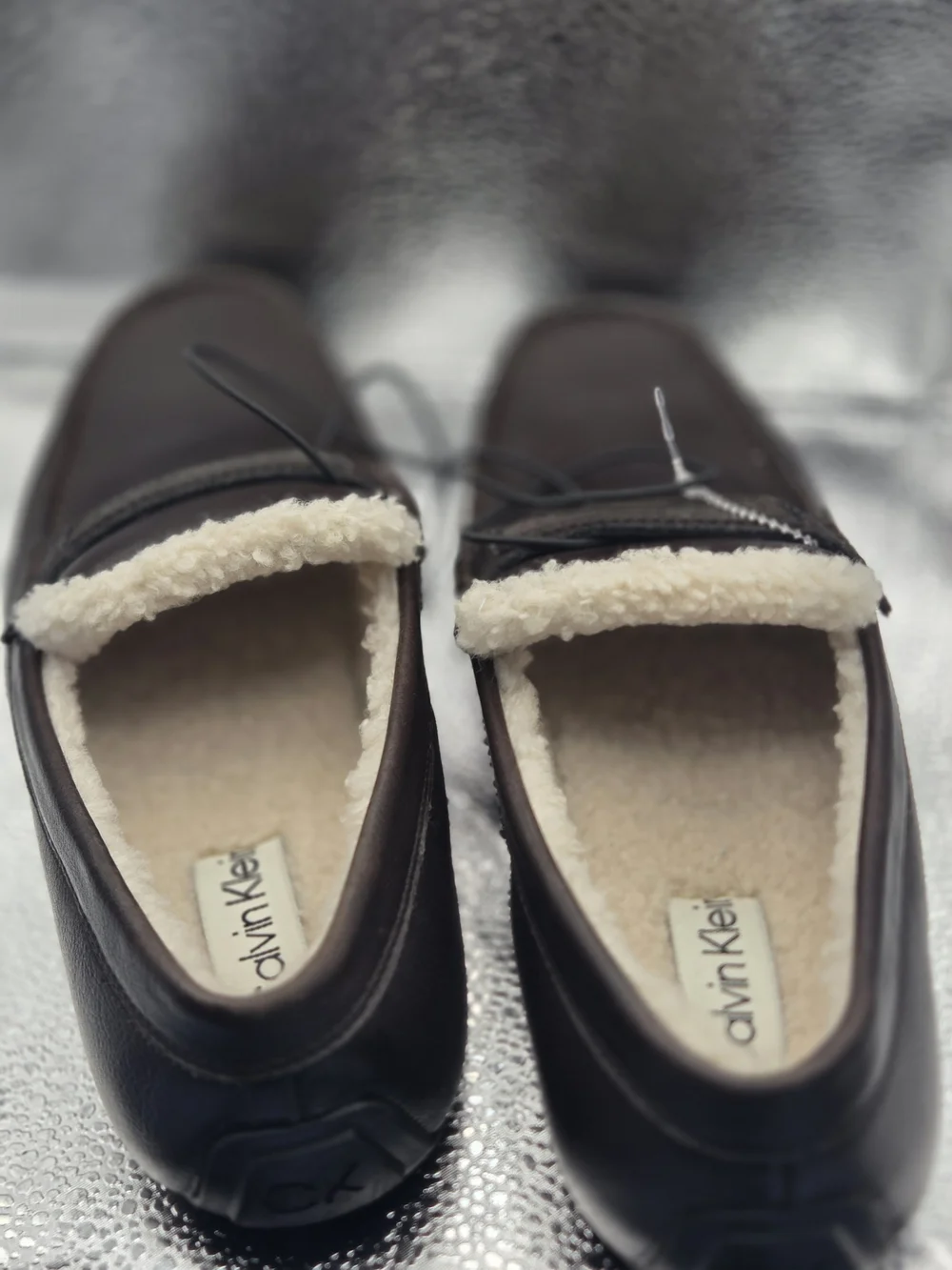 Calvin Klein Men’s Brown Leather Slip-On Moccasin